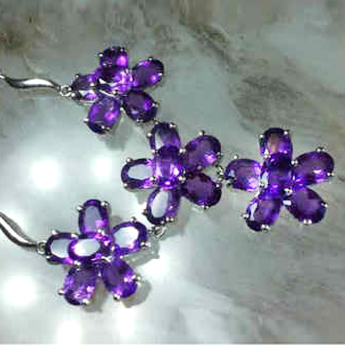 紫晶五叶梅镶嵌项链规格重量13.1编号80000979