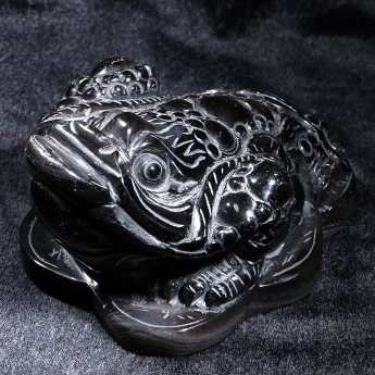 黑曜岩金蟾摆件 规格12*9*6.5cm 重量 // 编码 22003027