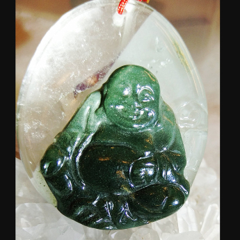 绿幽灵笑佛挂坠 规格45*38*11mm 重量 24.17克 编码 80001874