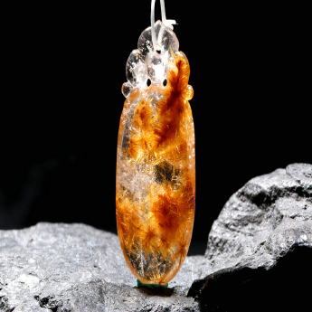发晶挂坠花开富贵 规格36*20*8mm 重量 // 编码 80002267