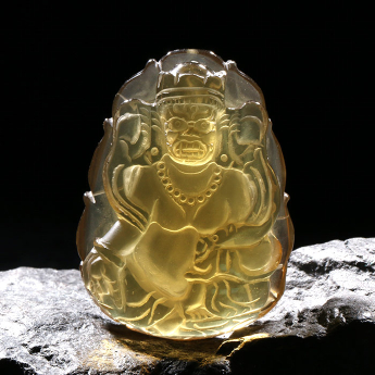 黄晶密宗财神挂坠 规格51*38*16mm 重量 48.9克 编码 89000015