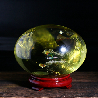 黄晶景球（水晶大王收藏）规格15CM重量4.27公斤编号19002562