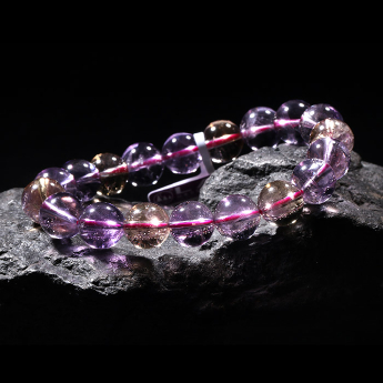 紫黄晶圆形手链 规格11mm 重量 37克 编码 82101320（两种珠形看图选款）