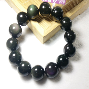 黑曜石圆形手链（彩虹双眼） 规格16mm 重量 /克 编码 82102974