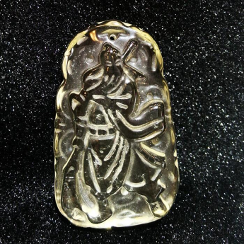 黄晶关公挂坠 规格21*38*8mm 重量 13.2克 编码 62000236