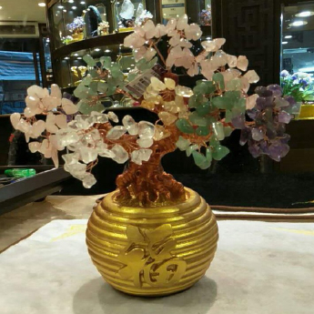 龙头招财树（中）-粉晶 规格高23*20宽cm 重量 // 编码 94000242