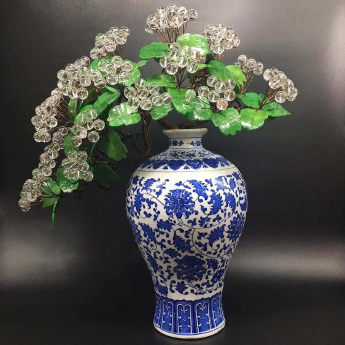 白晶发财树（青花瓷高瓶） 规格高46*宽46cm 重量 // 编码 94000345