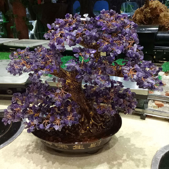 紫晶和乐生财发财树（金盆）规格高38宽36CM重量编号94000407