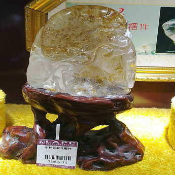 冰种黄胶花雕刻摆件 规格19*14*10/ 重量 // 编码 33005114
