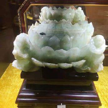 海蓝宝莲花座矿标摆件(水晶大王收藏）（非卖品）规格重量编号19003211