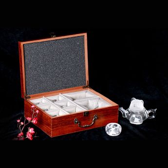 寻味顺德-SiO₂原石磨制的水晶熊猫壶+6光身厚杯(BRA)(礼盒#12)(藏品) 编码：35102812 规格cm