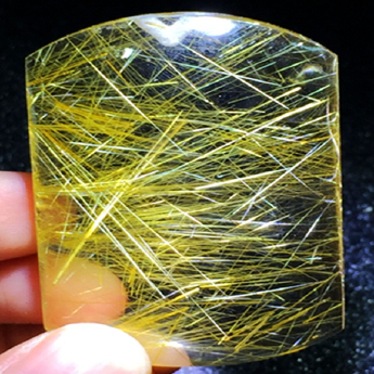 冰种金发晶梯形无字牌挂坠（38#茶） 规格48*32mm 重量 32.16克 编码 19000143