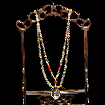 发晶圆珠链+发晶水滴形坠套链规格链5mm+小坠重量编号16800186