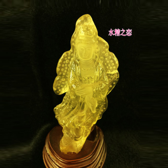 黄晶观音摆件规格(高12.5CM*宽5.5CM*厚2.1CM)重量编号31070392