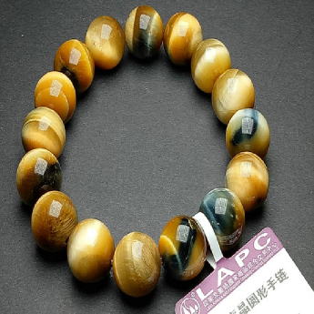 金蓝虎晶圆形手链 规格14mm 重量 31.5克 编码 82103084