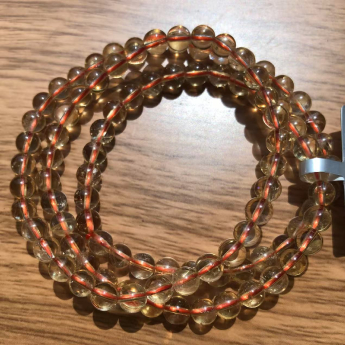 黄晶圆形手串（3圈） 规格6mm 重量 25克 编码 91000985
