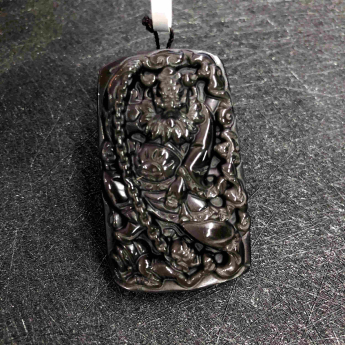 彩曜石钟馗赐福镇宅挂坠 规格34*29mm 重量 /克 编码 82201244