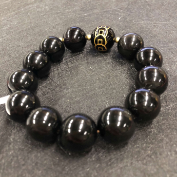 黑曜石圆珠+配饰或配珠手链 规格16mm 重量 /克 编码 16800228（多种搭配看图选款）