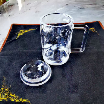原石水晶手柄端杯（平盖）(礼盒#19) 规格高13*8cm 重量 // 编码 35103205