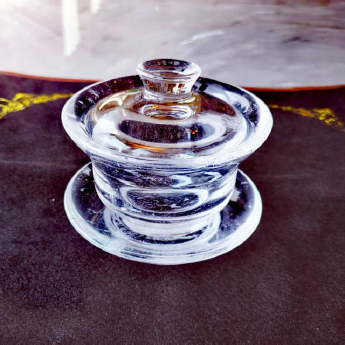 原石水晶茶盏(三件套) 规格杯宽9高5.3/托11cm 重量 // 编码 35102509