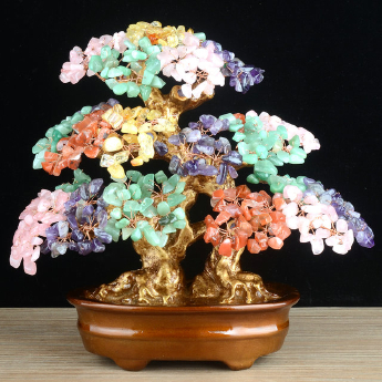 双龙发财树（椭圆盆）-多彩 规格高30*28cm 重量 // 编码 94000423