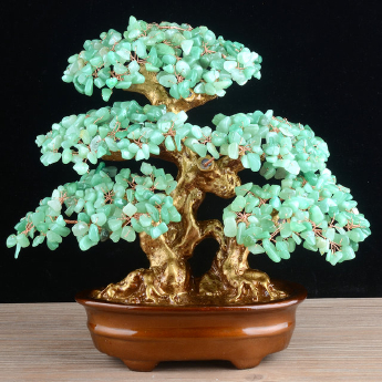 双龙发财树（椭圆盆）-东陵玉 规格高30*28cm 重量 // 编码 94000425
