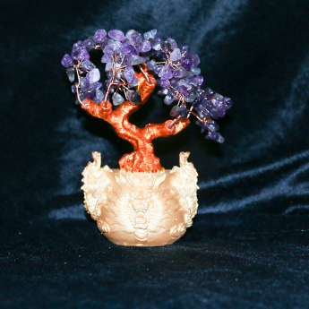 小龙头招财树摆件-紫晶 规格18*14*8.5cm 重量 // 编码 94000295