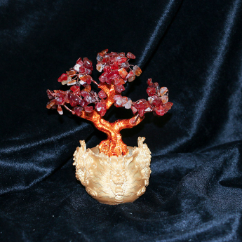 小龙头招财树摆件-红玛瑙 规格18*14*8.5cm 重量 // 编码 94000297