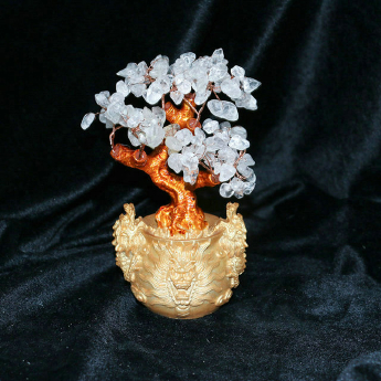 小龙头招财树摆件-白晶 规格18*14*8.5cm 重量 // 编码 94000298