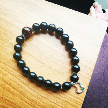 黑曜石+925银配饰圆形手链 规格8mm 重量 /克 编码 16800153（多种搭配看图选款）