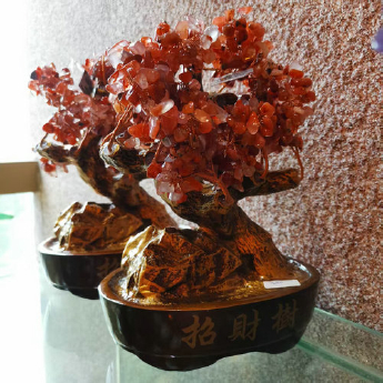 招财树（0588椭圆盆）-红玛瑙 规格高23宽26cm 重量 // 编码 94000380