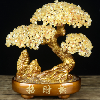 金招财树（椭圆盆）-黄晶 规格高35宽35cm 重量 // 编码 94000395