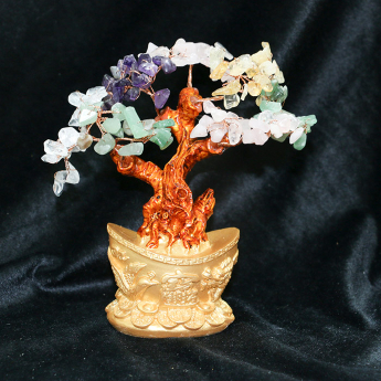 小龙凤招财树摆件-多彩 规格16*13*7cm 重量 // 编码 94000289