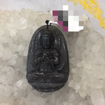 冰种黑曜石大日如来护身佛挂坠（中） 规格48*31mm 重量 /克 编码 82201249