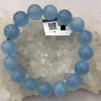 猫眼海蓝宝圆形手链 规格14mm 重量 61克 编码 92109380