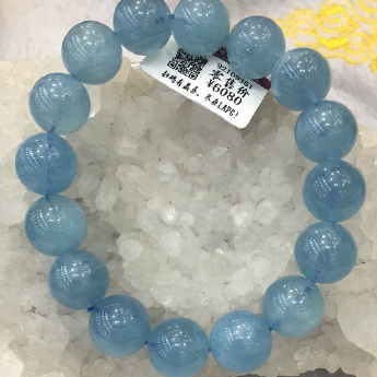 海蓝宝圆形手链 规格13.5mm 重量 56克 编码 92109361