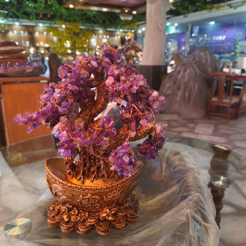 龙凤元宝发财树（大）-紫晶 规格高30宽26cm 重量 // 编码 94000524