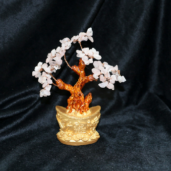 小龙凤招财树摆件-粉晶 规格16*13*7cm 重量 // 编码 94000291