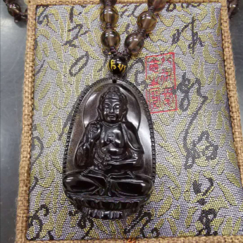 冰种黑曜石阿弥陀佛护身佛挂坠（大） 规格53*34*9mm 重量 /克 编码 82201265