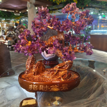金招财树（椭圆盆）-紫晶 规格高35宽35cm 重量 // 编码 94000396