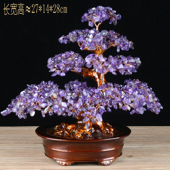 紫晶发财树-财喜树 规格27*14*28cm 重量 // 编码 94000561