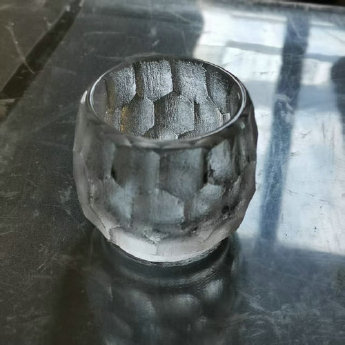 原石水晶冰烧苹果杯（锤纹） 规格口径5.5高5cm 重量 // 编码 35102665