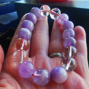 薰衣草紫晶圆珠+配饰或配珠手链（两情相悦） 规格14mm 重量 /克 编码 16800022（多种搭配看图选款）