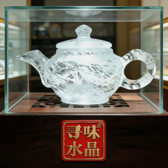 原石水晶荷叶茶壶(礼盒#14) 规格15*10*9/ 重量 / 编码 35200357