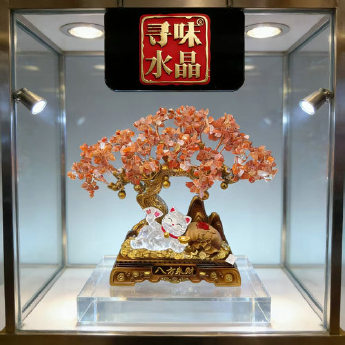 八方来财招财猫发财树-红玛瑙 规格高30宽38cm 重量 // 编码 94000533