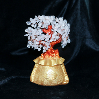 白晶招财进宝钱袋招财树 规格22*18*9cm 重量 // 编码 94000310