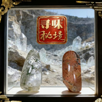 花幽灵原矿石摆件(2件套、带盒）(水晶大王收藏) 规格66*32/ 重量 120克 编码 19002848