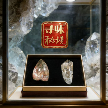 花幽灵原矿石摆件(2件套、带盒）(水晶大王收藏) 规格41*29/ 重量 63克 编码 19002916