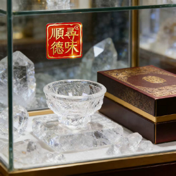 原石水晶方底冰烧杯(酒红便携袋) 规格7*5cm 重量 // 编码 35102917