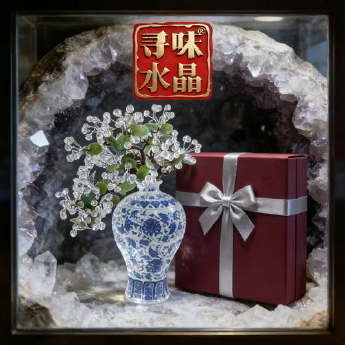 白晶发财树（青花瓷高瓶） 规格高46*宽46cm 重量 // 编码 94000345